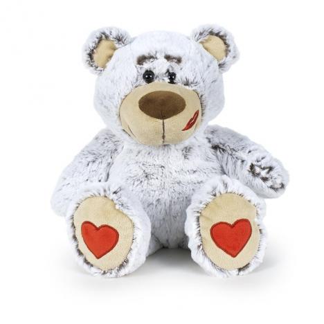 Peluche - Osito Gris de San Valentín Con Huella Corazón.