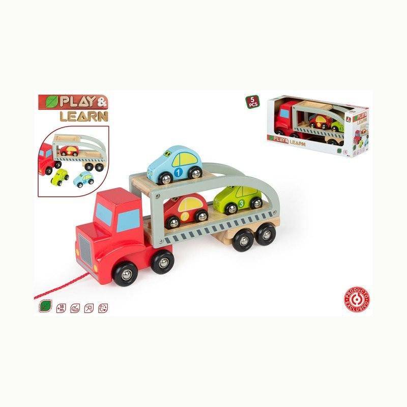 Play & Learn Coche bomberos de madera natural ColorBaby 46201