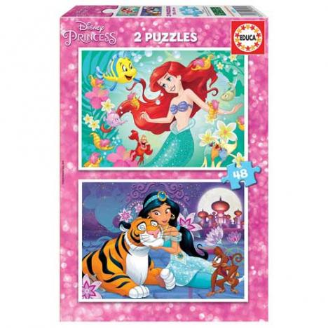 Puzzle Ariel y Jasmine 2x48 piezas