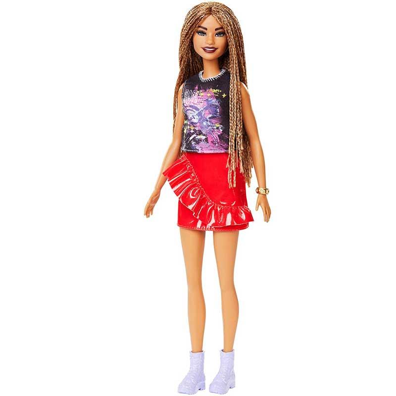 Comprar Barbie Fashionista - Muñeca Morena con Cabello Trenzado y Falda  Roja de MATTEL- Kidylusion