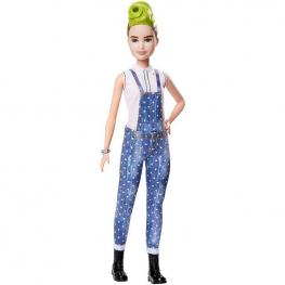 Barbie Fashionista - Muñeca con Cabello Verde Peinado y Peto Tejano