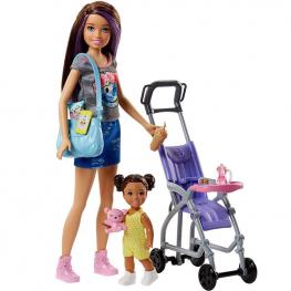 Barbie Conjunto Canguro y Bebé - Silla de Paseo.