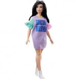 Barbie Fashionista - Muñeca morena con Vestido de Unicornio