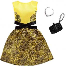Barbie Moda Look Completo - Falda Estampada y Camiseta Amarilla