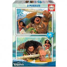 Puzzle Vaiana 2X48 piezas.-