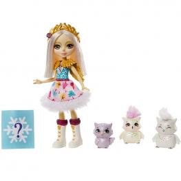 Enchantimals Muñeca Odele Owl con Familia de Mascotas