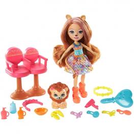 Enchantimals Muñeca Lacey Lion y Salón de Belleza