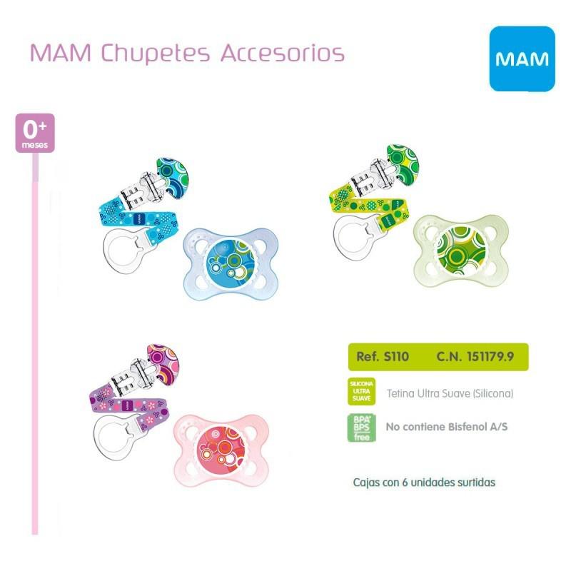 Chupetes: Mam Chupete Original Silicona + Clip 0-6 Meses