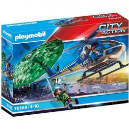 Playmobil - City Action: Helicóptero de Policía Persecución en Paracaídas