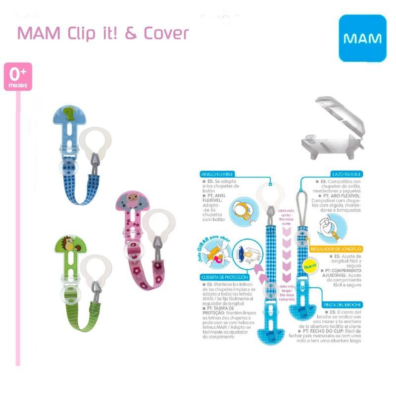 Mam Clip It! & Cover +0m Broche Para Chupete y Cubierta de Protección Azul