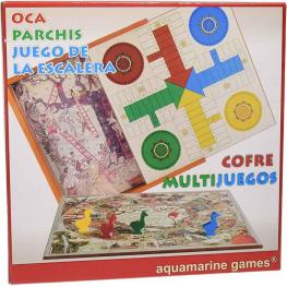 Set de Juegos Oca, Parchís y Escalera en Cofre