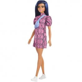 Barbie Fashionista - Muñeca con Pelo Violeta y Vestido Estampado de Serpiente