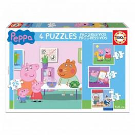 Puzzle Progresivo Peppa Pig 12-16-20-25 Piezas