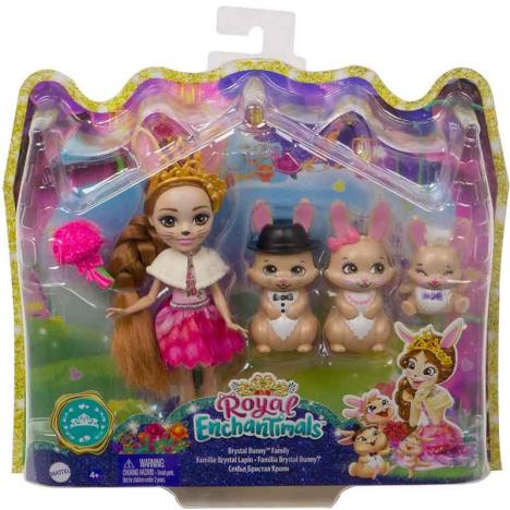 Enchantimals Royal Muñeca Brystal Bunny con Familia de Mascotas (MATTEL GYJ08)