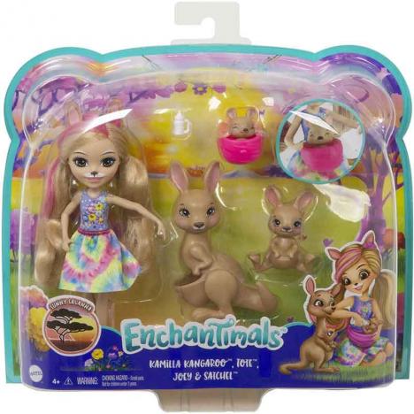 Enchantimals Royal Muñeca Kamilla Kangaroo con Familia de Mascotas (MATTEL GTM31)