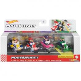 Hot Wheels Pack 4 Coches Mario Kart (Mattel HDB24)