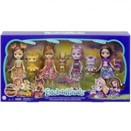 Enchantimals Pack 4 Muñecas Amigos de Sunny Savanna (Mattel GYN57)