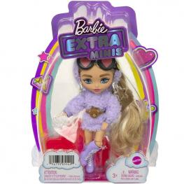 Barbie Extra Mini Rubia con Coletas y Sudadera Morada (Mattel HGP66)