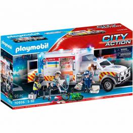 Playmobil 70936 - City Action: Vehículo de Rescate: US Ambulance con luz y Sonido