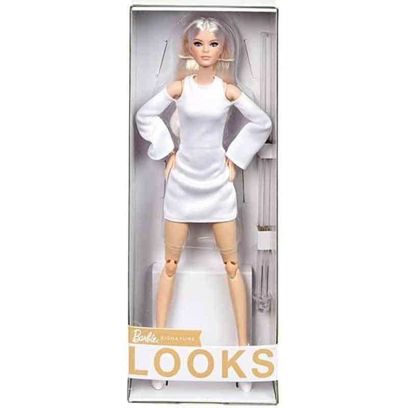 Comprar Barbie Looks Alta Pelo Rubio y Vestido Blanco (Mattel GXB28) de  MATTEL- Kidylusion