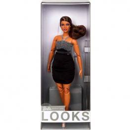Barbie Looks Curvy Pelo Moreno y Vestido Negro con Purpurina (Mattel HBX95)