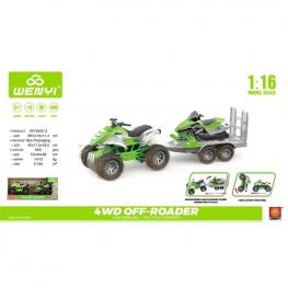 Quad con Remolque Y Moto de Agua  1:16 con Luz y Sonido