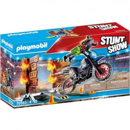 Playmobil 70553 Stuntshow Moto con Muro de Fuego