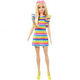Barbie Fashionista - Muñeca Rubia con Vestido Multicolor Y Ortodoncia (Mattel HJR96)