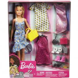 Barbie Fashionista con 4 Vestidos y Accesorios (Mattel GDJ40)