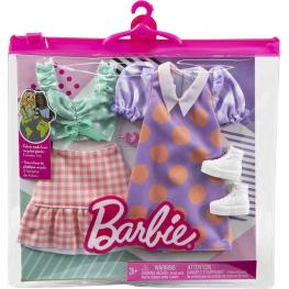 Barbie Pack 2 Modas - Vestido Lunares y Falda de Cuadros (Mattel HBV70)