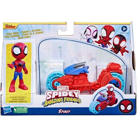 Marvel Spidey and His Amazing Friends - Moto Spidey con Figura (Hasbro F7459)