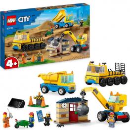 Lego 60391 City - Camiones de Obra y Grúa con Bola de Demolición