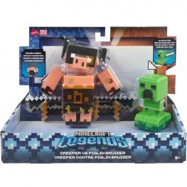 Minecraft - Pack Legends Creeper y Piglin Bruiser (Mattel GYR99)