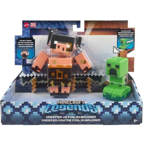 Minecraft - Pack Legends Creeper y Piglin Bruiser (Mattel GYR99)