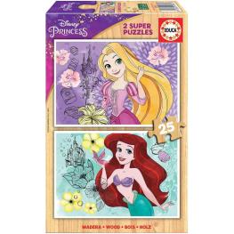 Puzzle Madera Disney Princess 2X25 piezas.-