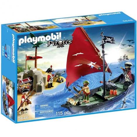 Playmobil 5646 - Pirates: Barco Pirata e Isla del Tesoro