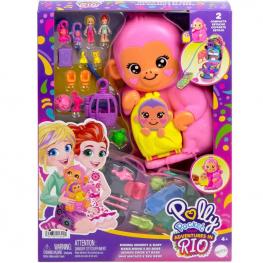 Polly Pocket - Cofre Bolso Mamá Mono y su Bebé (Mattel HWP04))