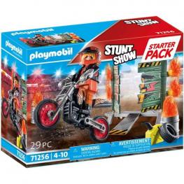 Playmobil 71256 - Stuntshow Moto con Pared de Fuego