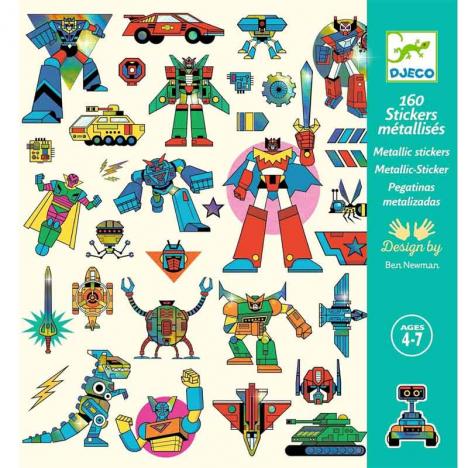 Pack 160 Stickers Metalizadas Robots (DJECO 39276)