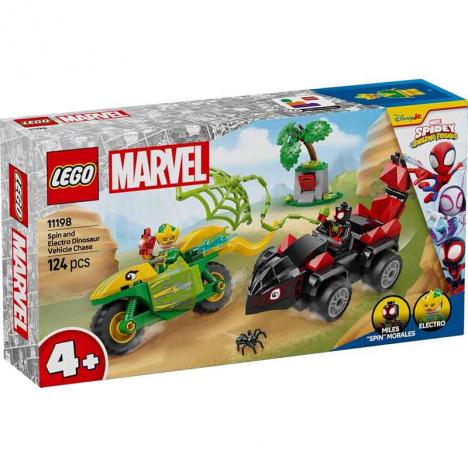 Lego 11198 Super Héroes Marvel - Spin y Electro: Duelo de Vehículos Dinosaurio