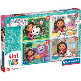 Puzzle La Casa de Muñecas de Gabby Progresivo  12, 16, 20 y 24 Piezas (Clementoni 21524)