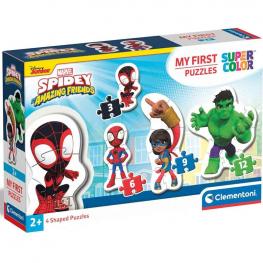 My First Puzzle Spidey 3, 6, 9, 12 Piezas (Clementoni 20836)