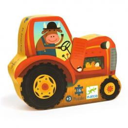 Puzzle Silueta El Tractor 16 Piezas (DJECO 37275)