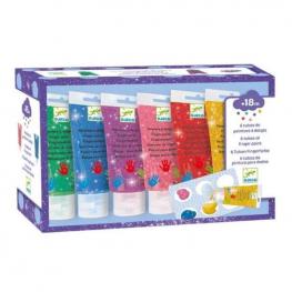 Pintura de Dedos 6 Tubos Purpurina (DJECO 39017)