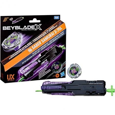 Beyblade X Set de Lanzador Victory Grip con Saber Samurai 2-70L (Hasbro G1862)