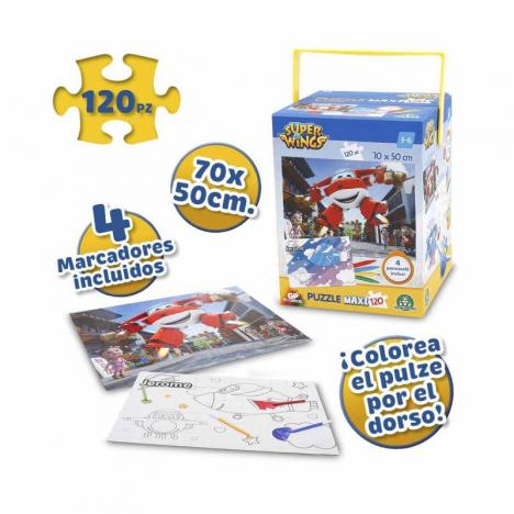 SUPERWINGS-PUZZLE 120 PIEZAS  DOBLE CARA CON ROTULADORES