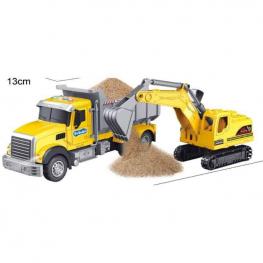 Camión Volquete y Excavadora 1:14 con Luz y Sonido