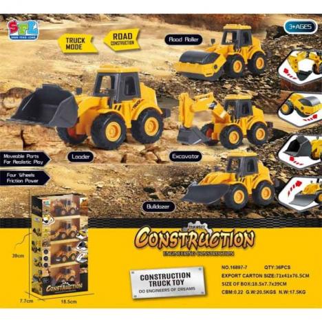 Set 4 Vehículos de Obras Fricción