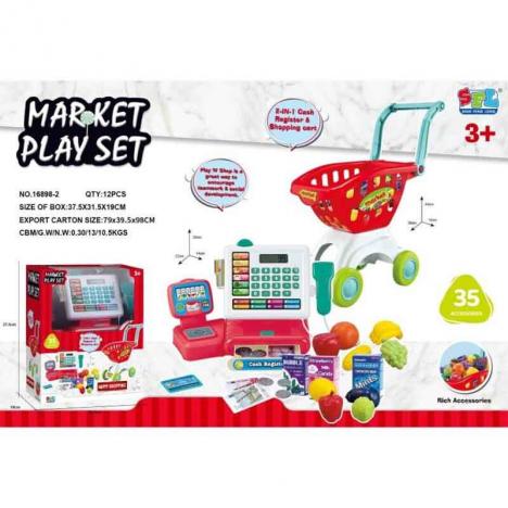 Caja Registradora con Escáner, Carrito de Super y Accesorios