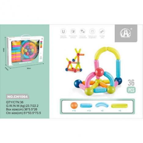 Caja Magnetic Blocks 36 Piezas y 10 Bolas